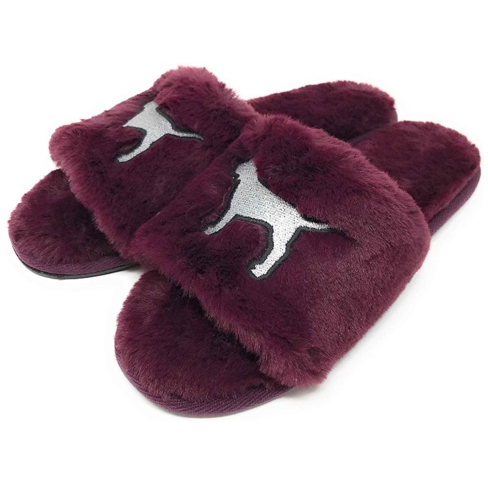 💞Victoria's Secret PINK Slide on Fuzzy Slippers💞